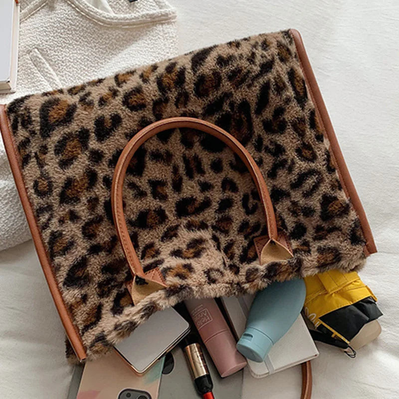 Luxury Fluffy Animal Print Tote
