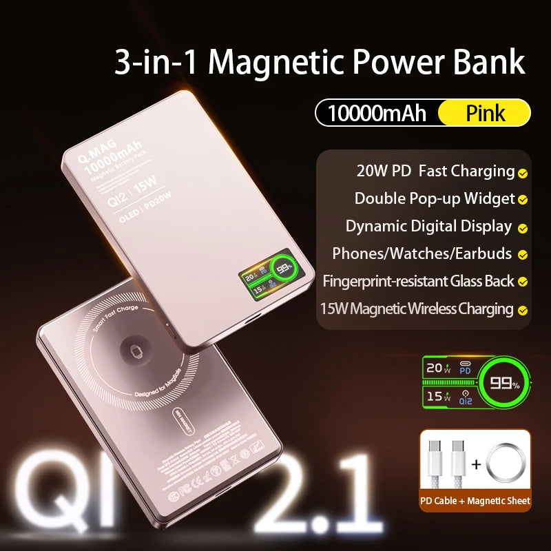 Magnetic Wireless Power Bank 5000mAh/10000mAh for iPhone 16-12 & Watch - 28
