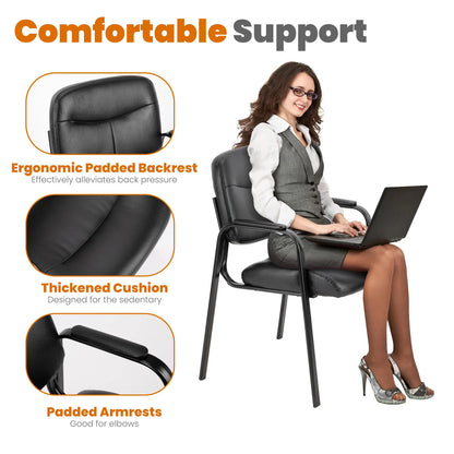 Modern PU Leather Office Guest Chair - Ergonomic Waiting Room Seating