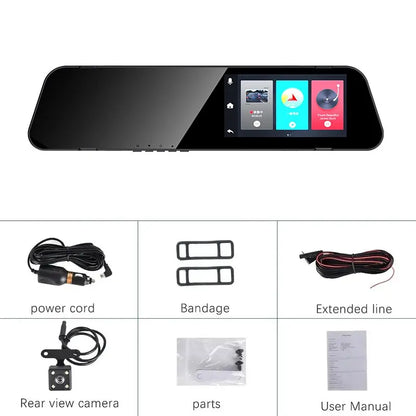 Dual Lens Rearview Mirror Dash Cam - HD 1080P Night Vision Car Recorder