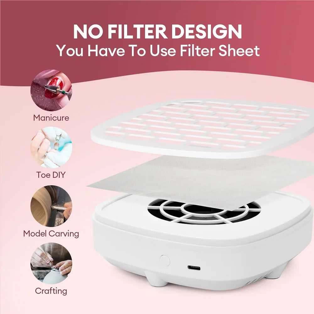 Portable Mini Nail Dust Collector USB Vacuum 3200RPM
