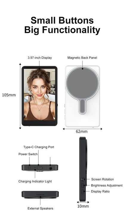 Magnetic Phone Monitor: HD Wireless External Screen for Selfie & Vlogging