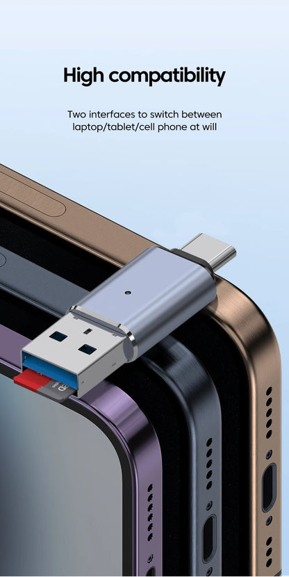 High-Speed USB 3.0 Dual-Slot SD & TF Memory Card Reader Adapter
