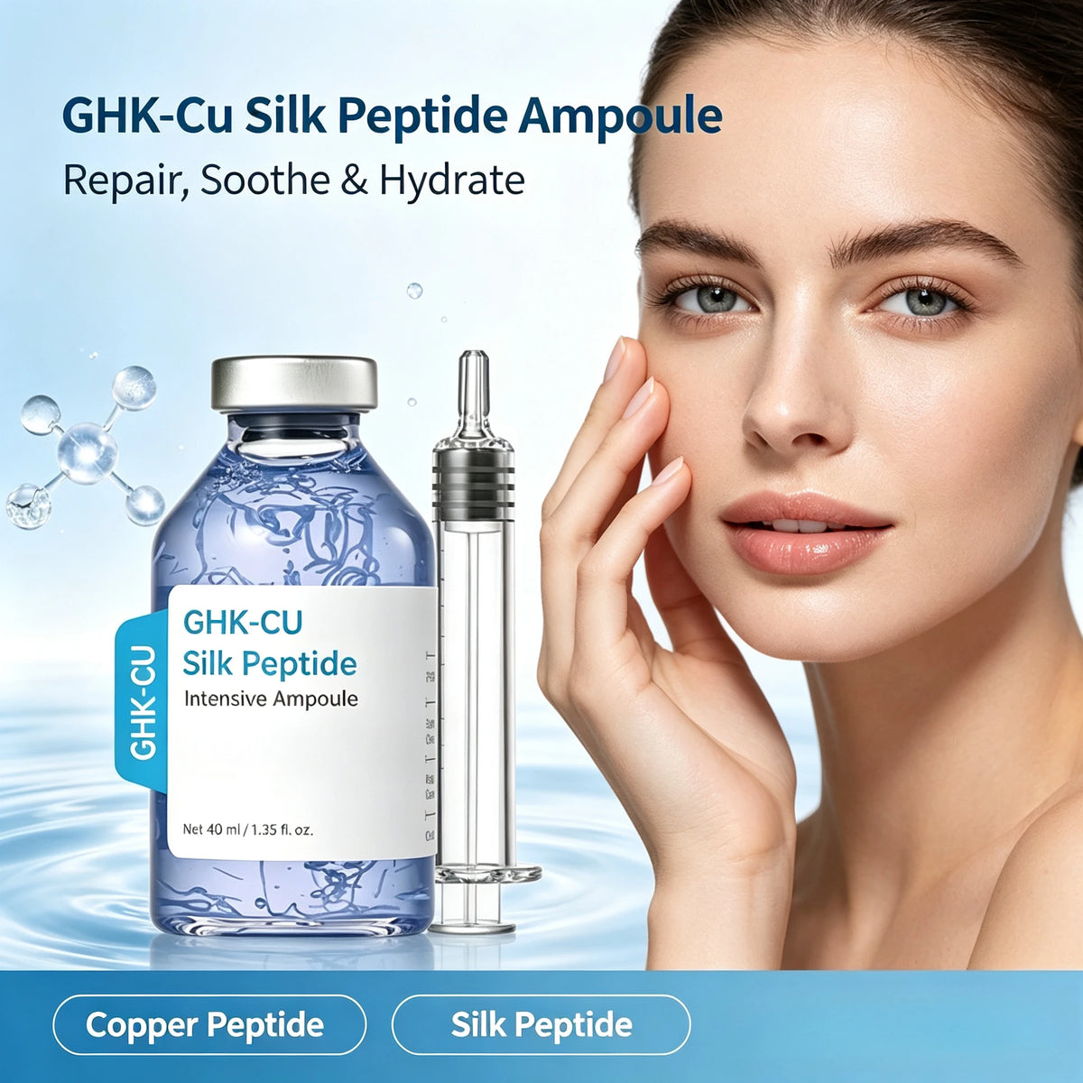 Blue Copper Peptide GHK-Cu Intensive Face Serum for Hydration & Repair