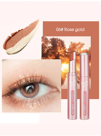 Gradient Two-Tone Eyeshadow Stick - Waterproof Shimmer Eye Makeup