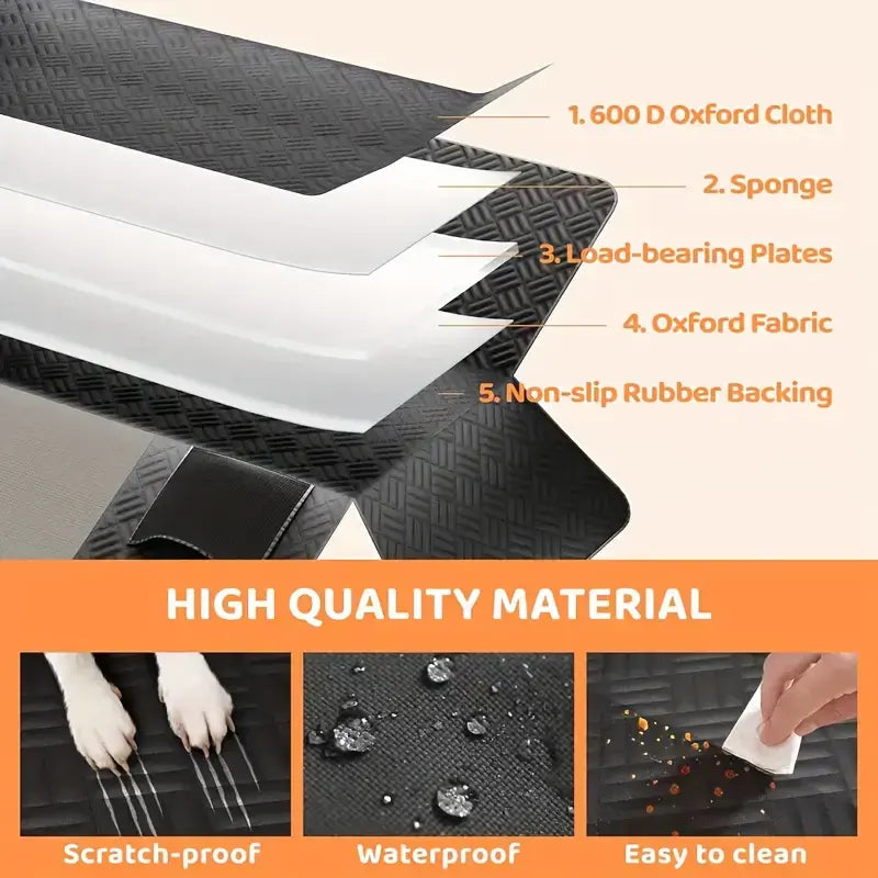 Waterproof Dog Car Seat Cover with Mesh Window & Non-Slip Hammock for Trucks & Cars
