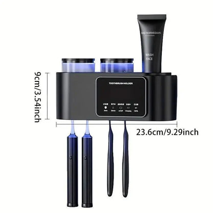 Wall Mounted Toothbrush Holder with UV Smart Sterilizer & 2 Drying Cups