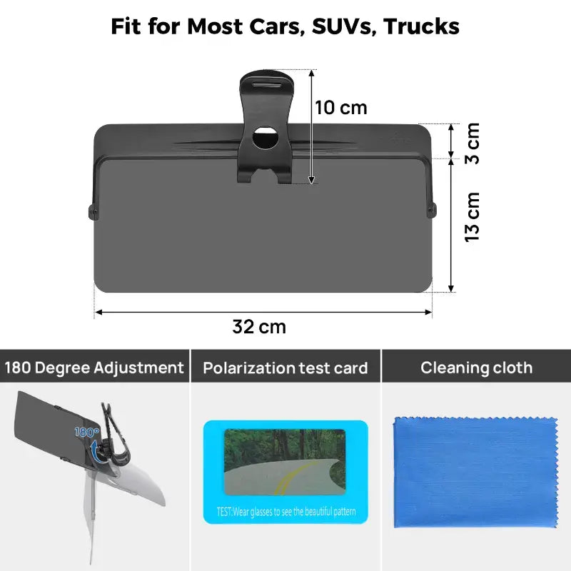 Universal Anti-Glare Car Sun Visor Extender - UV400 Polarized Driving Shade