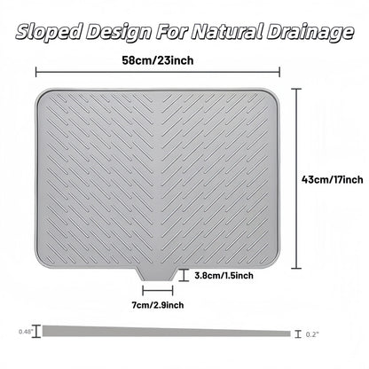 Large Silicone Dish Drying Mat – Heat Resistant Kitchen Counter Drainer Tray