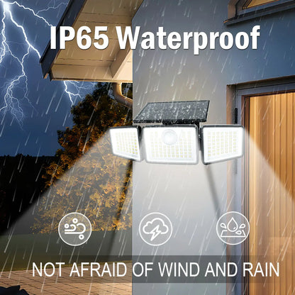 Solar Powered 2500LM 3-Head Motion Sensor Security Spotlight - IP65 Waterproof