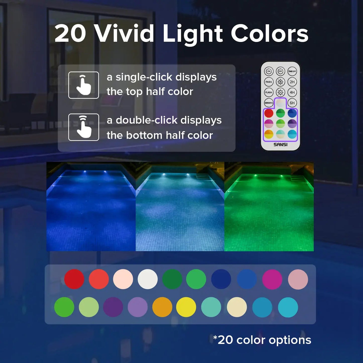 RGB Color Changing LED Pool Lights - Remote Control Waterproof Underwater Pool Decor