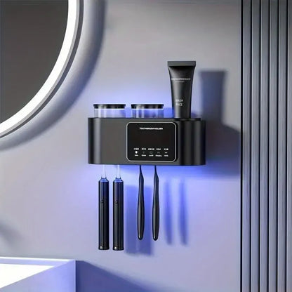 Wall Mounted Toothbrush Holder with UV Smart Sterilizer & 2 Drying Cups