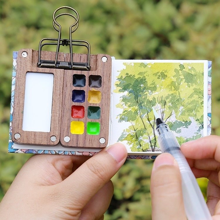 Mini Drawing Set Mini Portable Watercolor Set with fountain pen - 8 Colors, Travel ...