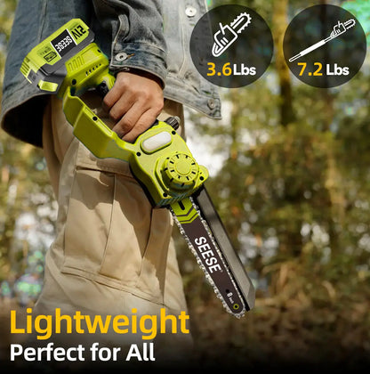 8" Telescopic Electric Chainsaw - 2-in-1 Cordless Pole Pruner with 2 Batteries