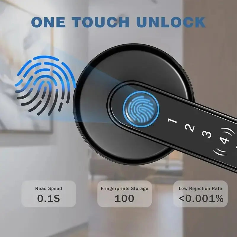 Smart Biometric Fingerprint Door Lock - Keyless Entry Digital Handle with App Control