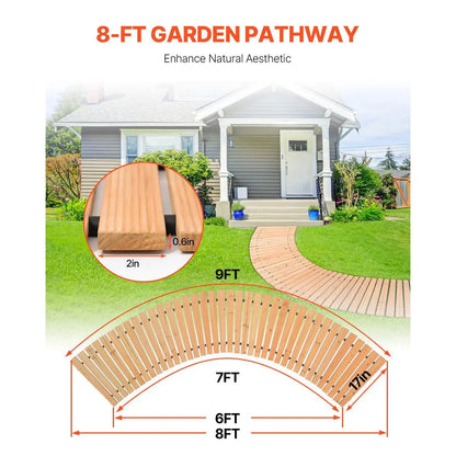 Roll-Out Cedar Wooden Garden Pathway - 8ft Non-Slip Outdoor Walkway for Backyard