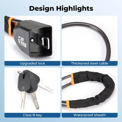 Universal Steering Wheel Lock - Anti-Theft Car Security Cable with 3 Keys