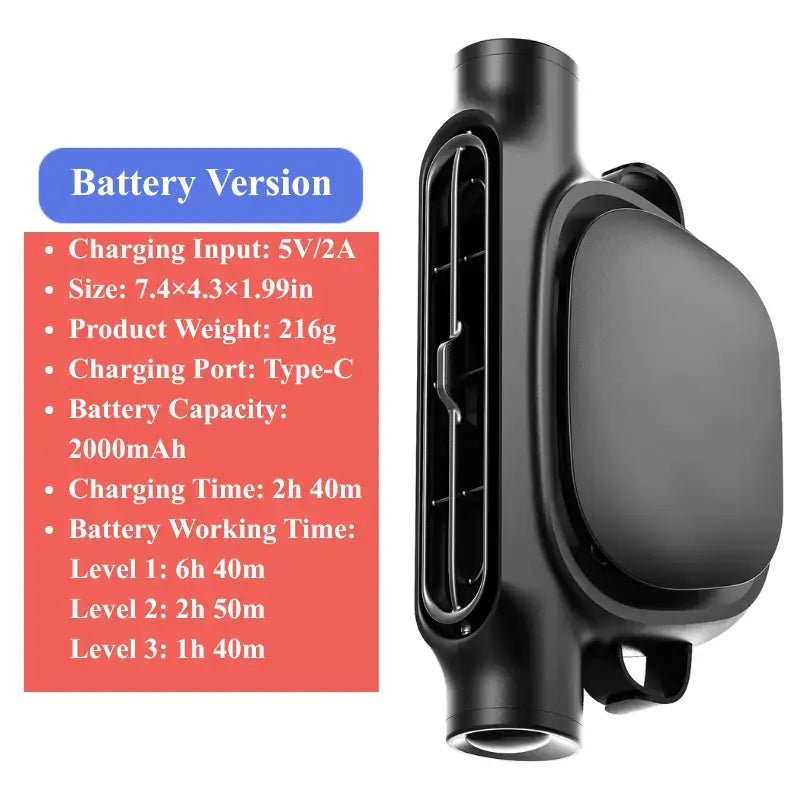 USB Dual Turbo Car Fan - 5-Speed Adjustable Auto Cooling Air Fan for Dashboard
