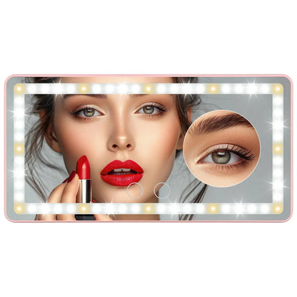 LED Car Sun Visor Vanity Mirror - USB Rechargeable Makeup Mirror with Dimmable Light