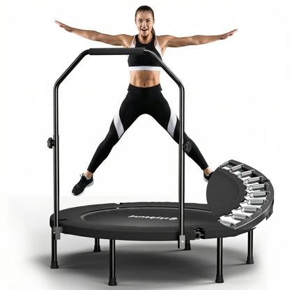 40" Foldable Fitness Mini Trampoline - Silent Rebounder with Adjustable Handle