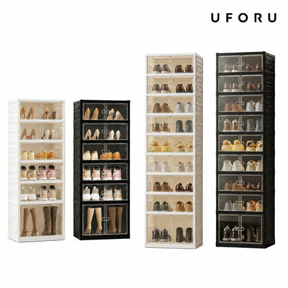 9-Tier Folding Shoe Rack – Large Capacity Magnetic Transparent Shoe Cabinet