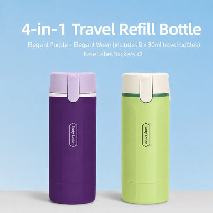 4-in-1 Travel Cosmetic Dispenser – Leak-Proof Refillable Toiletry Organizer Bottle