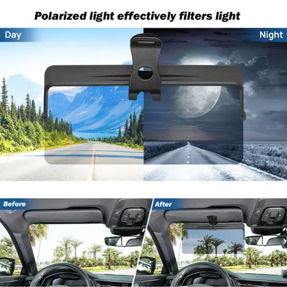 Universal Anti-Glare Car Sun Visor Extender - UV400 Polarized Driving Shade