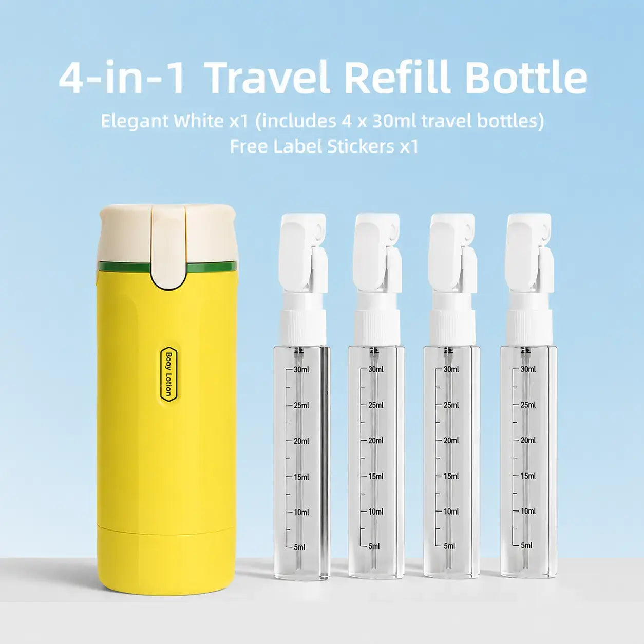 4-in-1 Travel Cosmetic Dispenser – Leak-Proof Refillable Toiletry Organizer Bottle