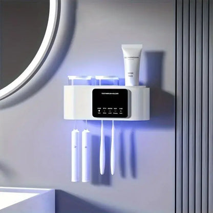 Wall Mounted Toothbrush Holder with UV Smart Sterilizer & 2 Drying Cups
