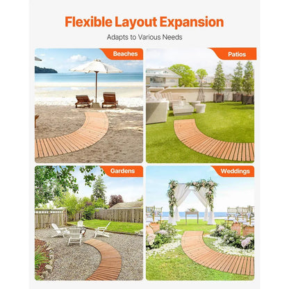 Roll-Out Cedar Wooden Garden Pathway - 8ft Non-Slip Outdoor Walkway for Backyard