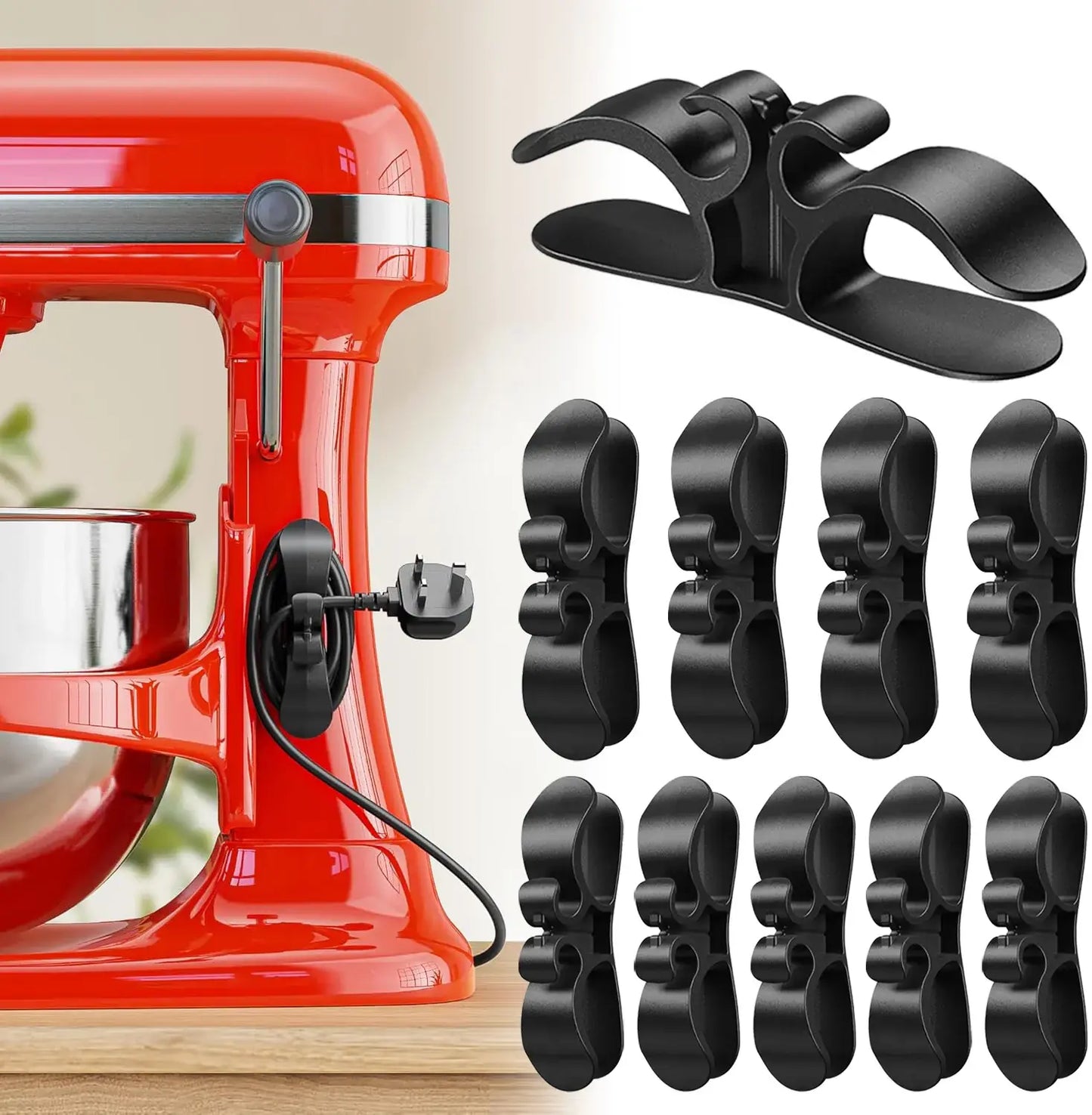 10-Pack Kitchen Appliance Cord Organizer - Adhesive Cable Management Hooks for Home