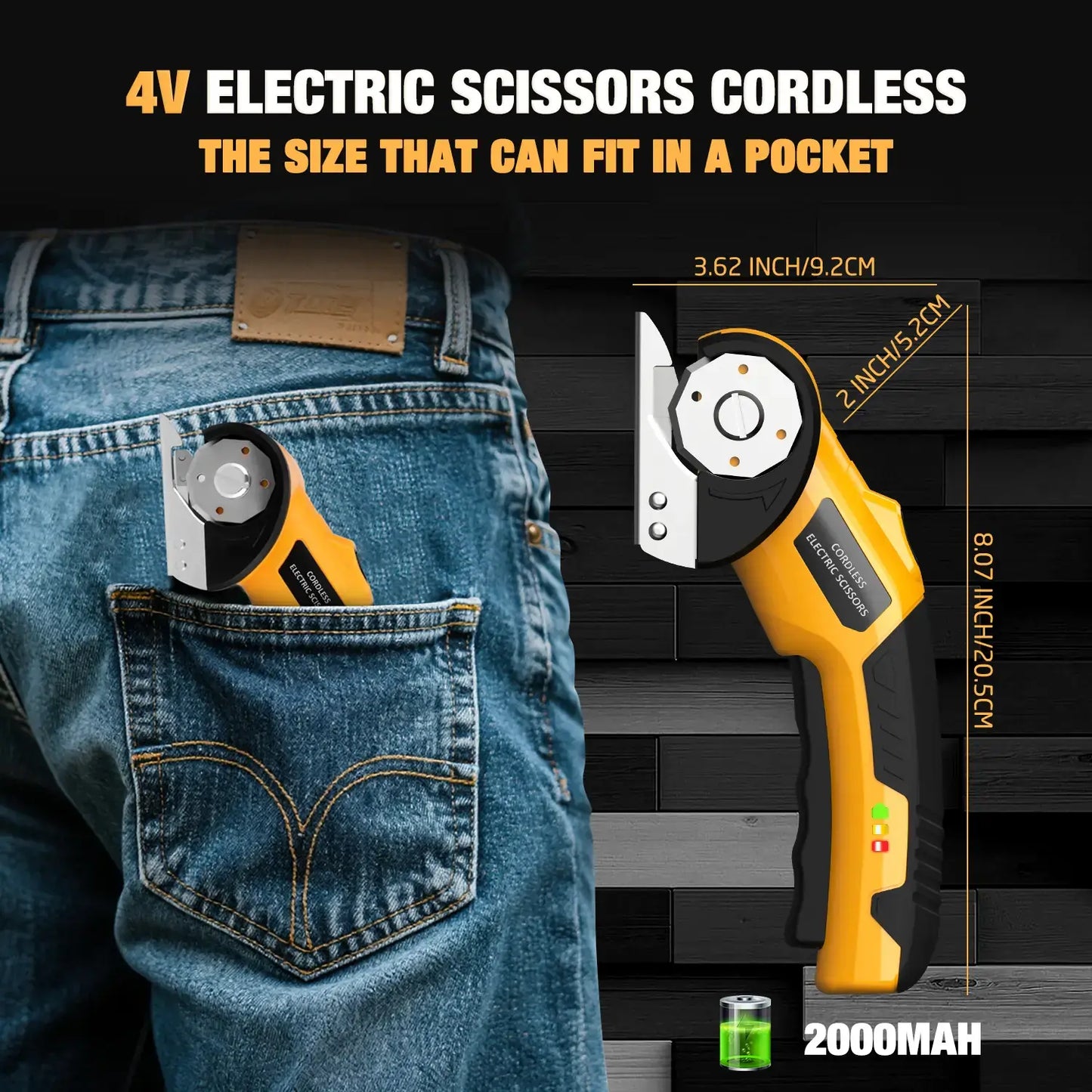 Cordless Electric Scissors 4V – Rechargeable Power Shears for Fabric & Cardboard