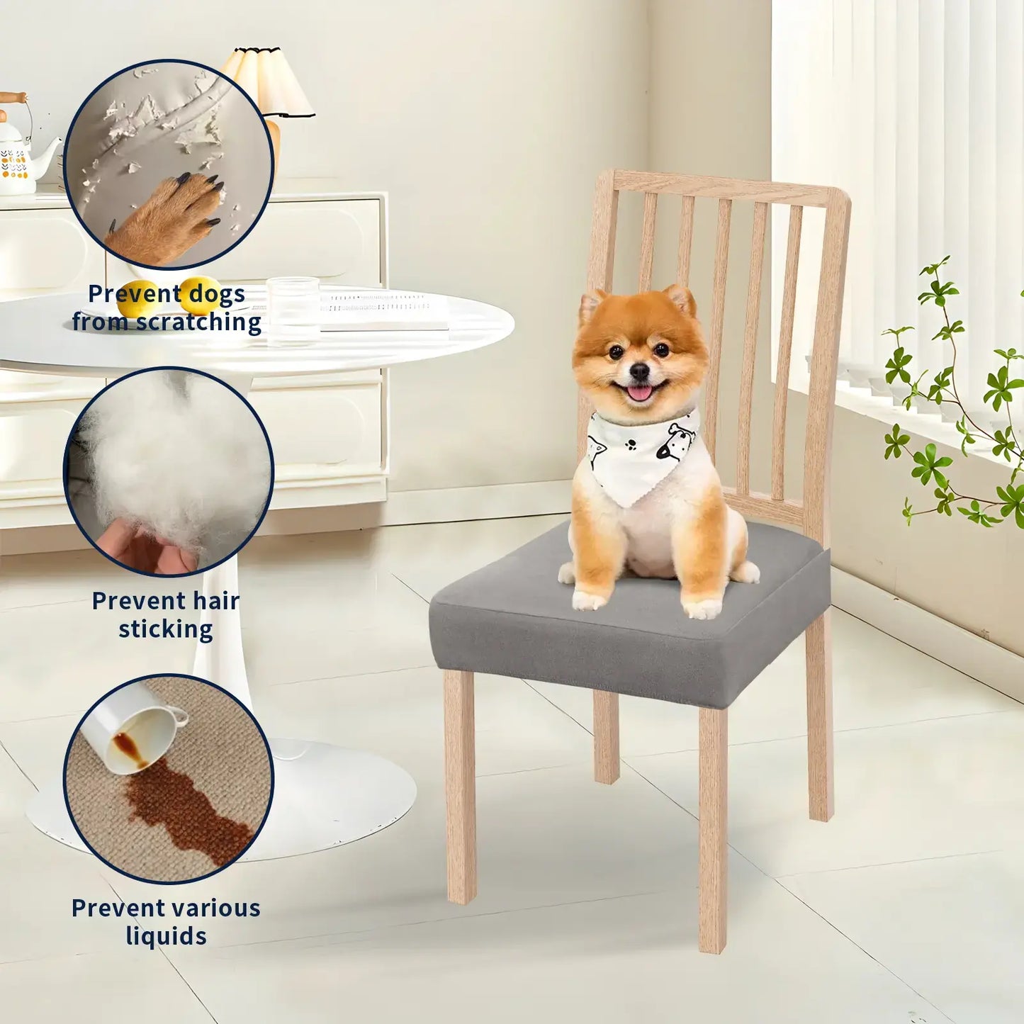 Waterproof Stretch Dining Chair Seat Covers - Slip-Resistant Washable Protector