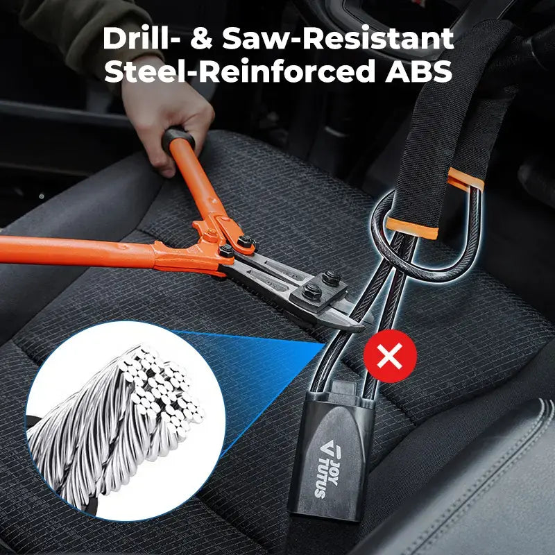 Universal Steering Wheel Lock - Anti-Theft Car Security Cable with 3 Keys