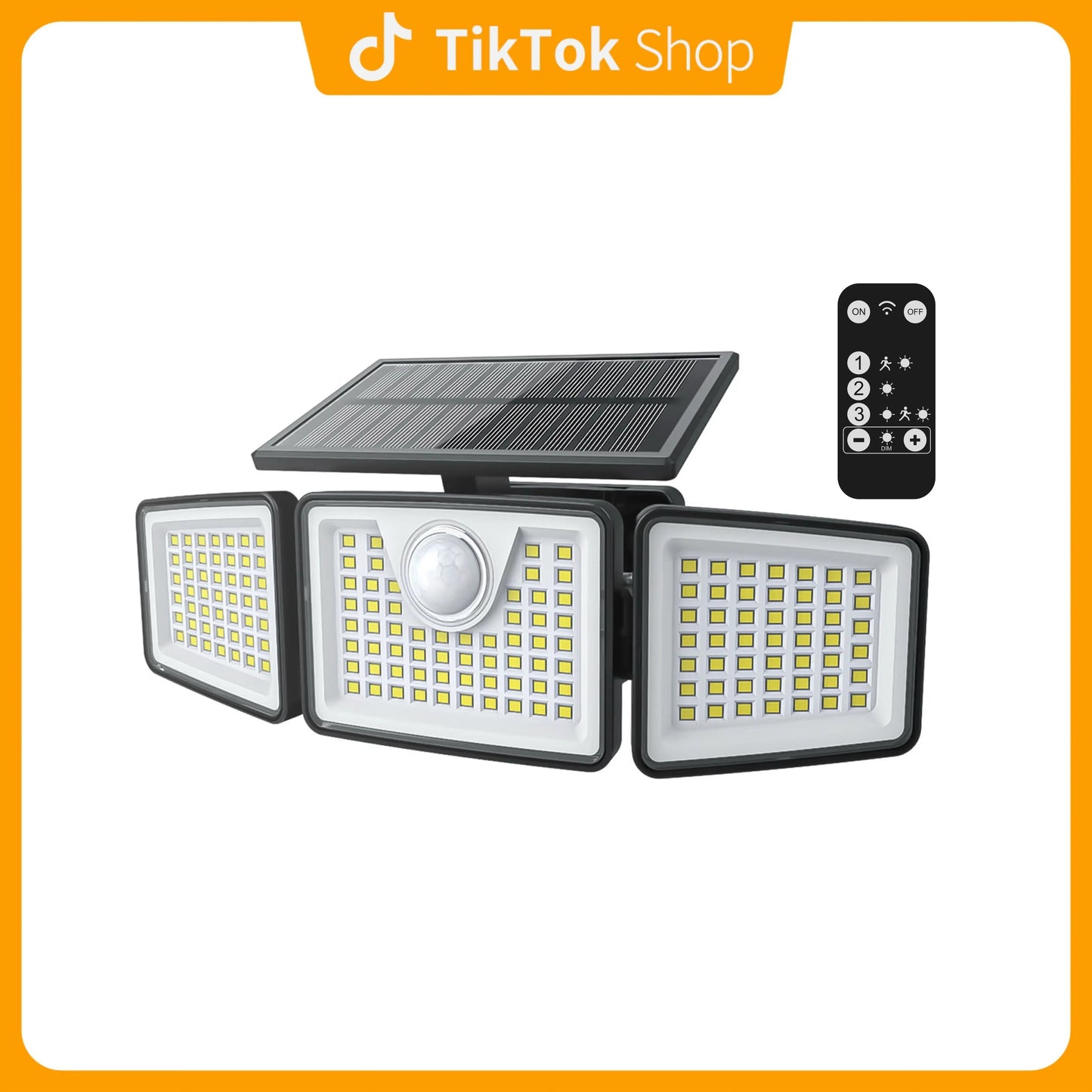 Solar Powered 2500LM 3-Head Motion Sensor Security Spotlight - IP65 Waterproof
