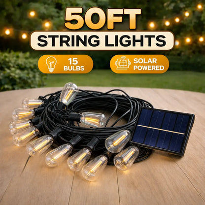 Solar LED String Lights - Waterproof Outdoor Garden Patio Lighting with Remote