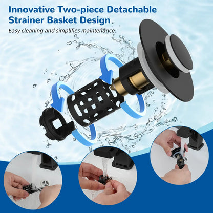 3-in-1 Universal Pop-Up Sink Drain Strainer - Anti-Clog Filter for Bathroom Basins