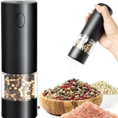 Electric Salt and Pepper Grinder - Rechargeable Automatic One-Handed Spice Mill