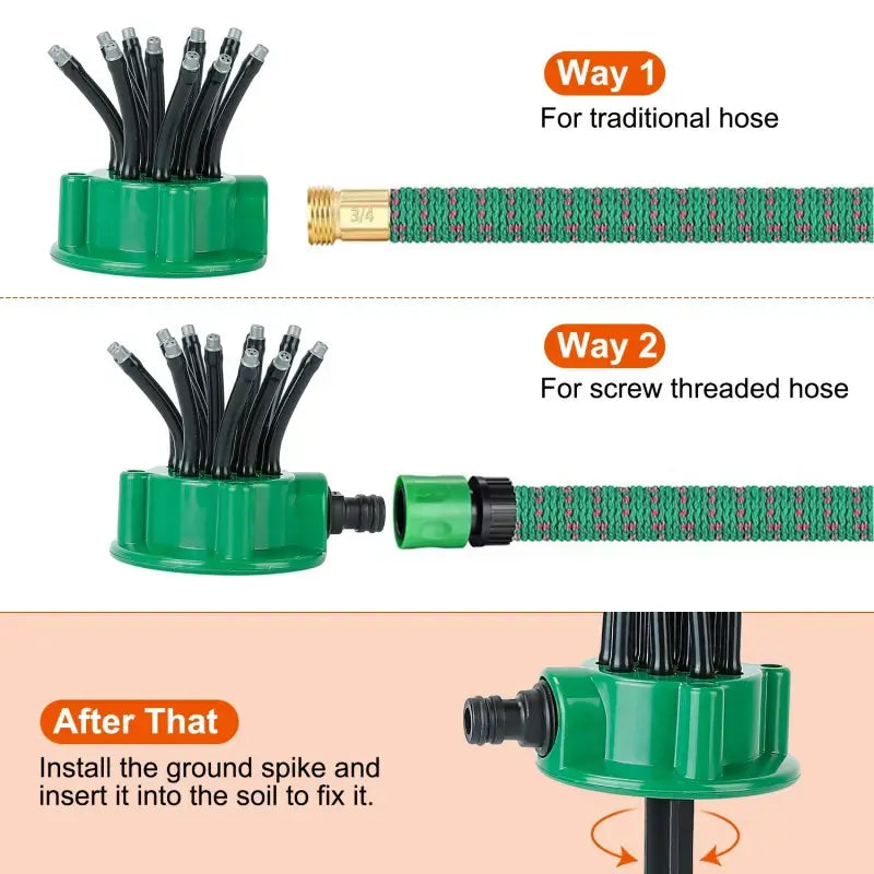 360° Rotating Multi-Nozzle Lawn Sprinkler - Adjustable Automatic Garden Watering System