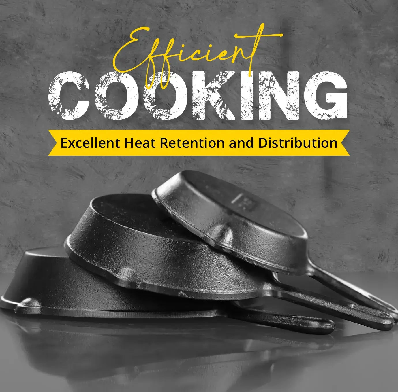 3-Piece Pre-Seasoned Cast Iron Skillet Set - Durable 6", 8", & 10" Frying Pans