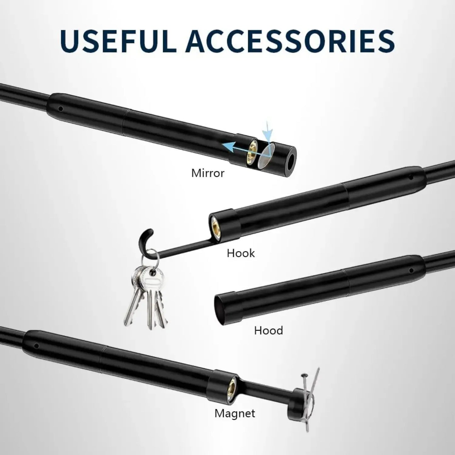 1920P HD Endoscope Inspection Camera with 8 LED Lights - 16.4ft Semi-Rigid Borescope