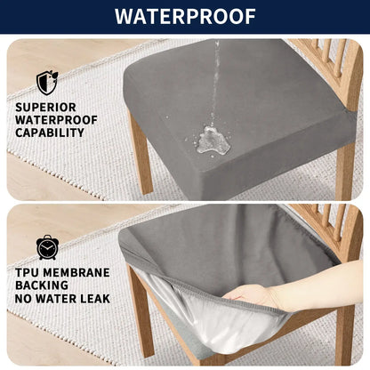 Waterproof Stretch Dining Chair Seat Covers - Slip-Resistant Washable Protector