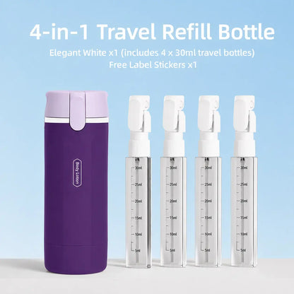 4-in-1 Travel Cosmetic Dispenser – Leak-Proof Refillable Toiletry Organizer Bottle