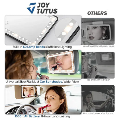 LED Car Sun Visor Vanity Mirror - USB Rechargeable Makeup Mirror with Dimmable Light