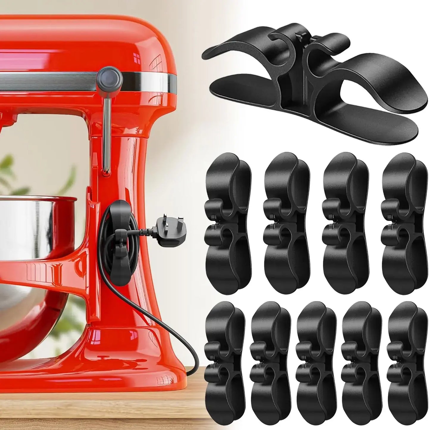 10-Pack Kitchen Appliance Cord Organizer - Adhesive Cable Management Hooks for Home