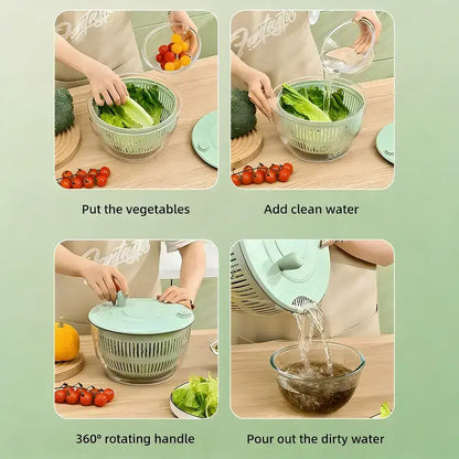 3-in-1 Salad Spinner Set: Large Vegetable Washer, Strainer & 5-Blade Slicer
