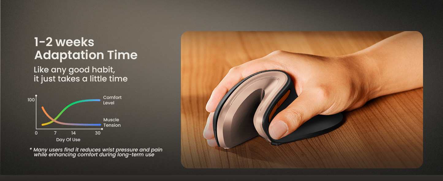 ProtoArc Wireless Ergonomic Vertical Mouse - Rechargeable Bluetooth Optical