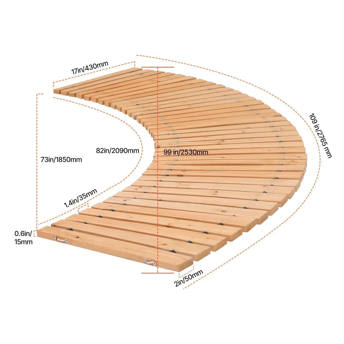 Roll-Out Cedar Wooden Garden Pathway - 8ft Non-Slip Outdoor Walkway for Backyard