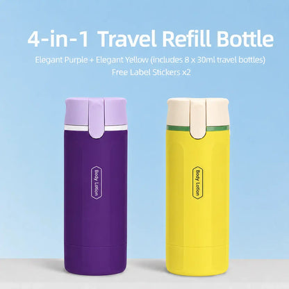4-in-1 Travel Cosmetic Dispenser – Leak-Proof Refillable Toiletry Organizer Bottle