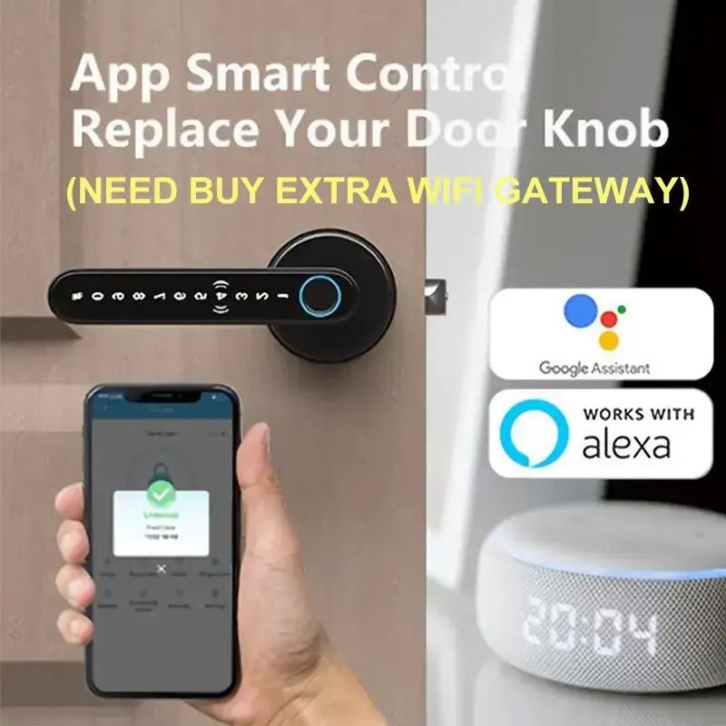 Smart Biometric Fingerprint Door Lock - Keyless Entry Digital Handle with App Control